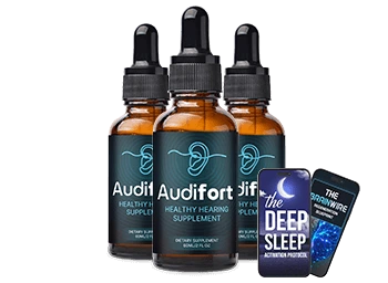 Three bottles of Audifort with two advertised digital bonuses
